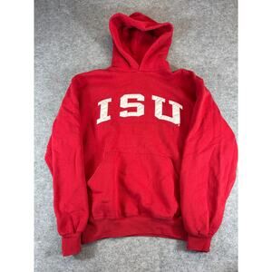 Vintage 90s Iowa State Cyclones Hoodie Mens Medium Red Russell Athletic NCAA